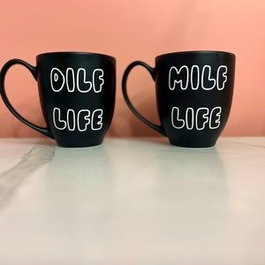 Set of 2! Matte Black. Milf/Dilf mugs! Great gifts